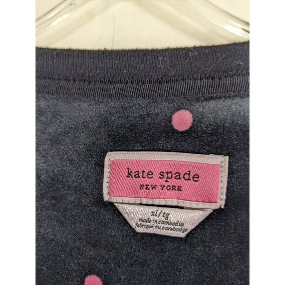 Kate Spade New York Pajamas Set Womens XL Black Polka Dot Velour Loungewear Cozy - Picture 7 of 7